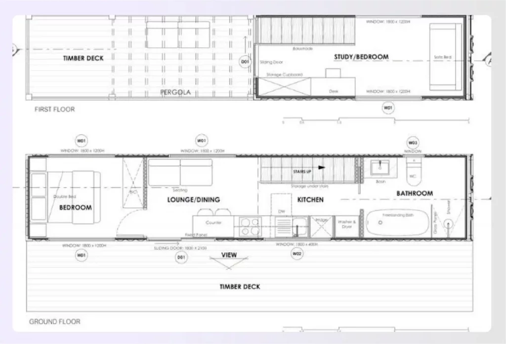 Stacked two-story shipping container home design