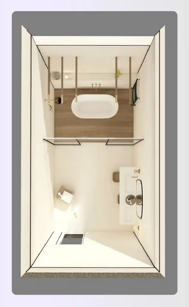 Rectangular bathroom floor plan design in Foyr