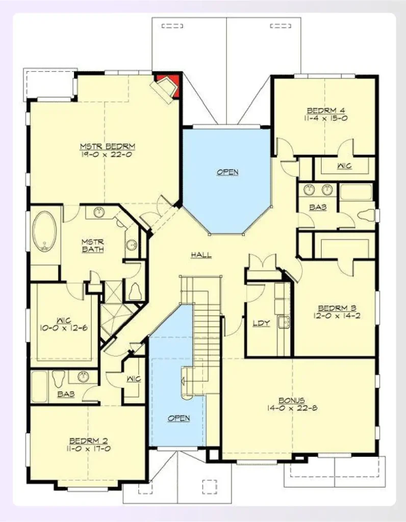 A craftsman style 5-bedroom building plan