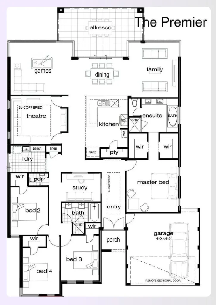 A modern farmhouse five-bedroom building plan design