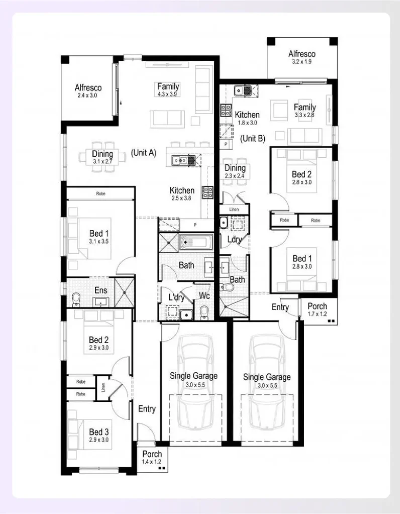 A multi-generational 5-bedroom house blueprint example