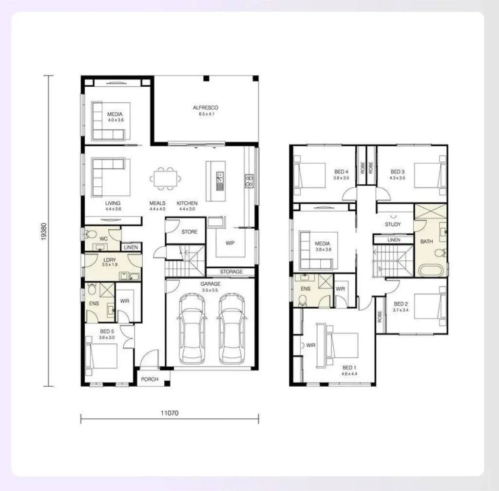 A traditional two-story five bedroom house plan