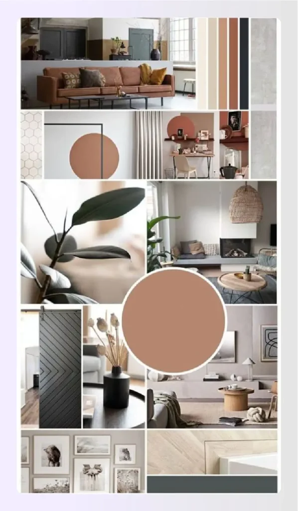 Bohemian-style bedroom mood board collage