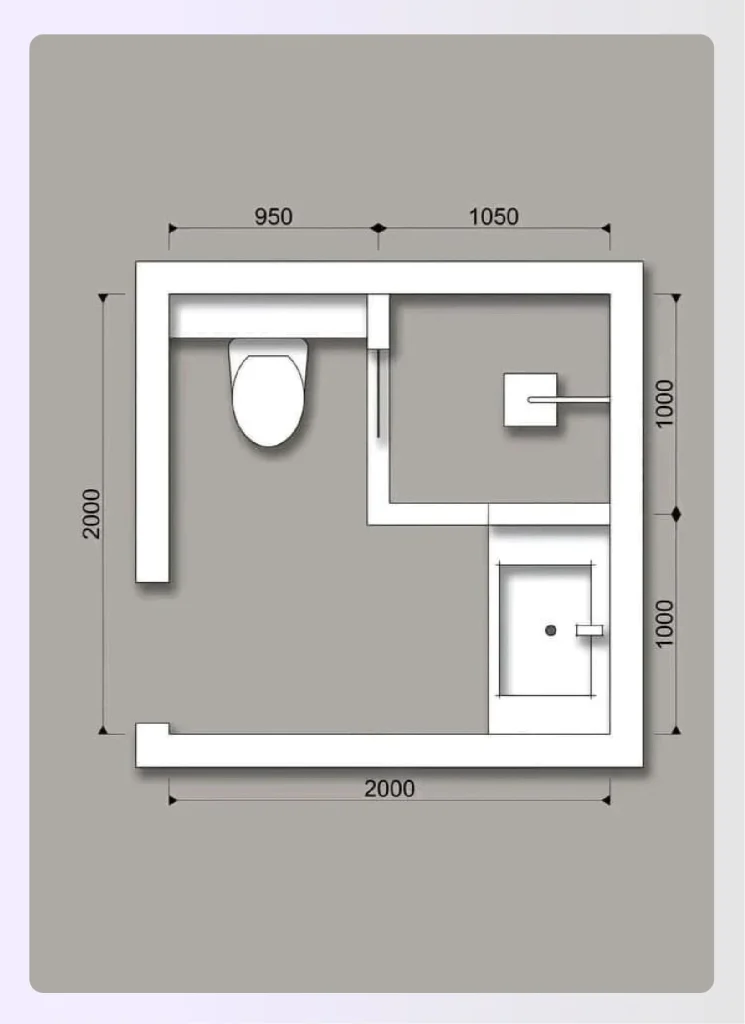 Compartmentalized small bathroom layout plan
