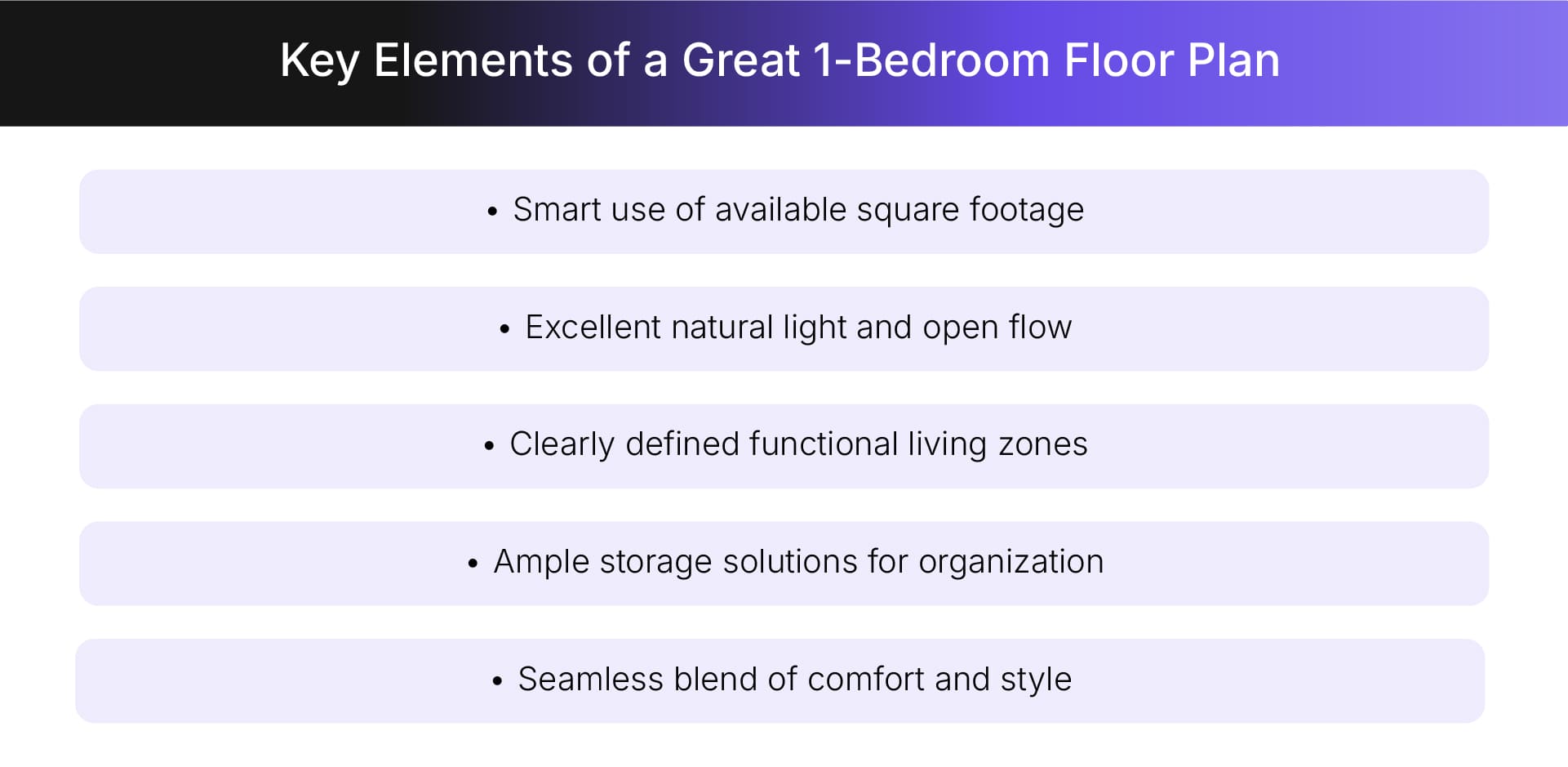 Crucial aspects of a 1-bedroom floor plan