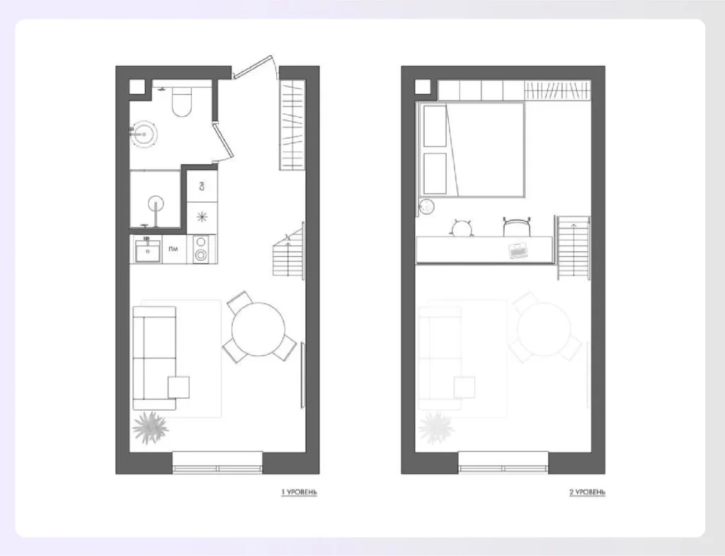 Loft studio apartment floor plan layout