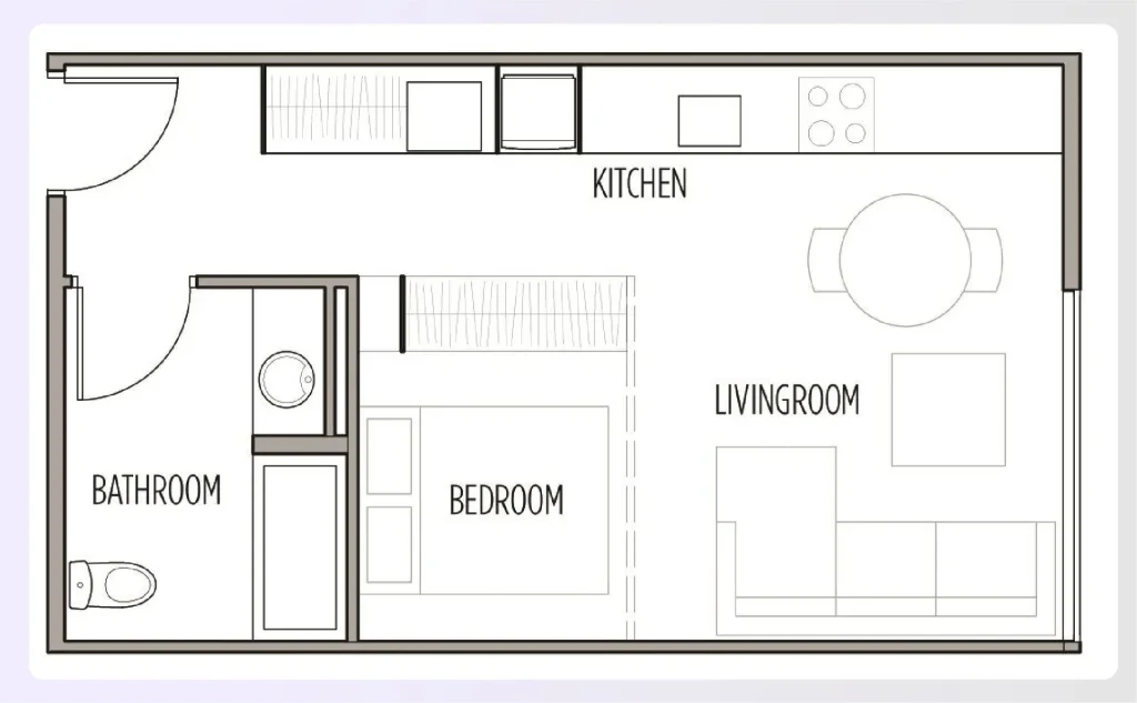 Open studio Apartment floor plan layout