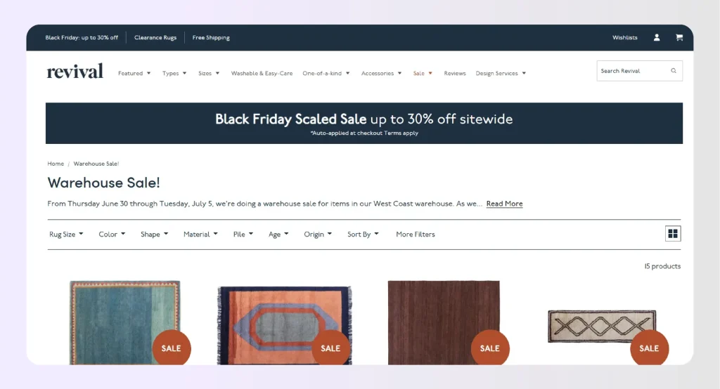 Revival rugs Black Friday 2025 sitewide sale
