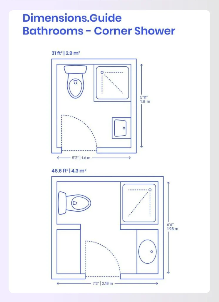 Small bathroom floor plan with corner shower