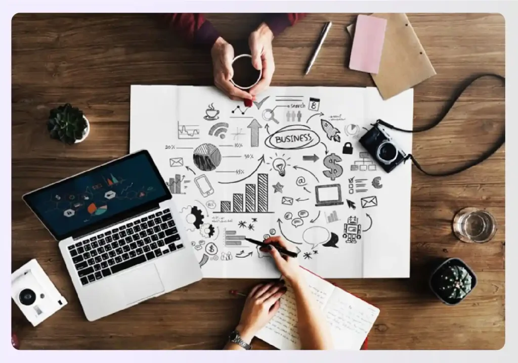 Two designers creating a business financial plan Two designers creating a business financial plan