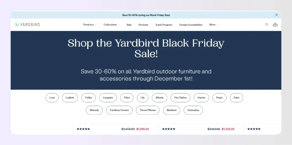 Yardbird outdoor furniture Black Friday sale
