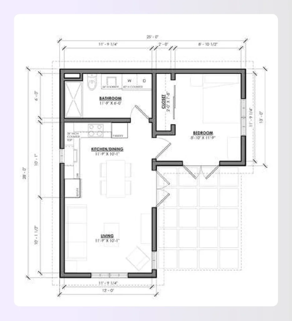 L-shaped small modern house plan under 1000 sq ft L-shaped small modern house plan under 1000 sq ft