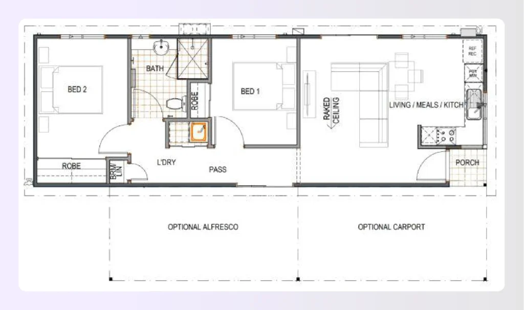 Modular prefab house plan under 1000 sq ft