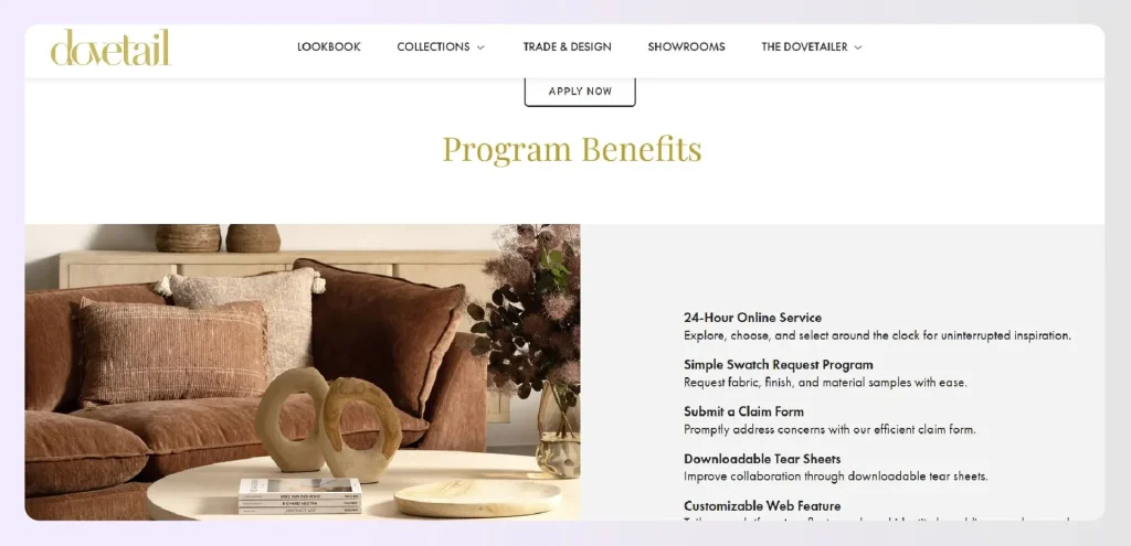 Screenshot of Dovetail Furniture trade account registration pageย Screenshot of Dovetail Furniture trade account registration pageย