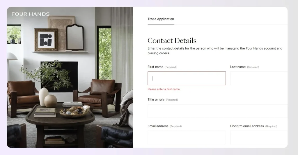 Screenshot of Four Hands trade program login and registrationย Screenshot of Four Hands trade program login and registrationย