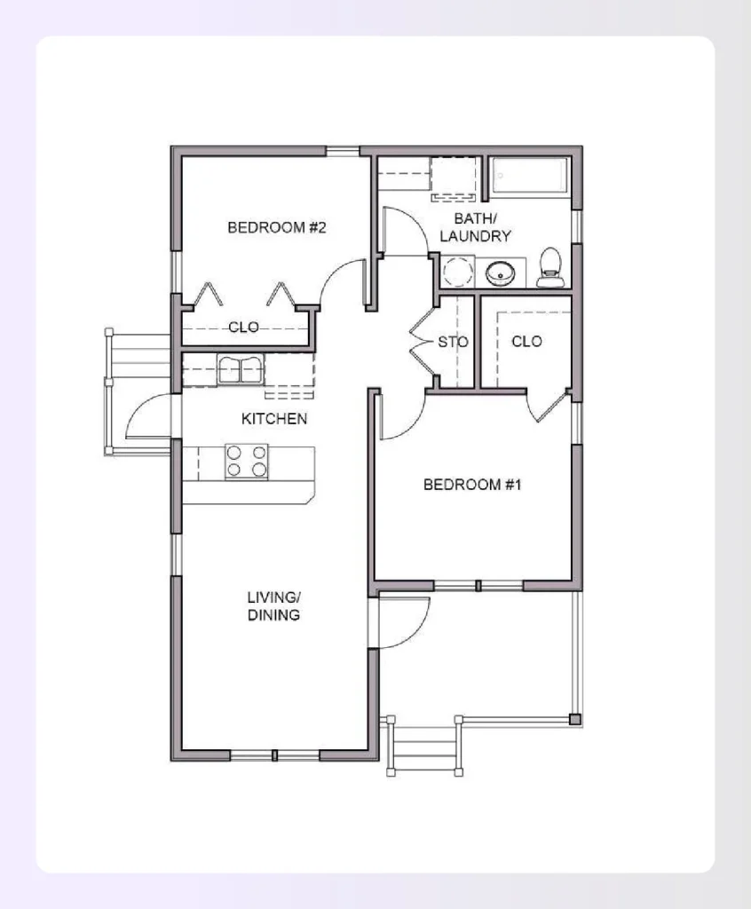 Split bedroom home plan under 1000 sq ft Split bedroom home plan under 1000 sq ft