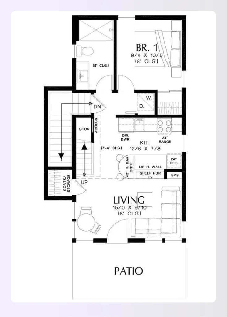 Two story loft modern house plan under 1000 sq ft Two story loft modern house plan under 1000 sq ft