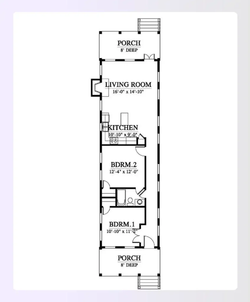 Shotgun-style house plan under 1000 square feet Shotgun-style house plan under 1000 square feet