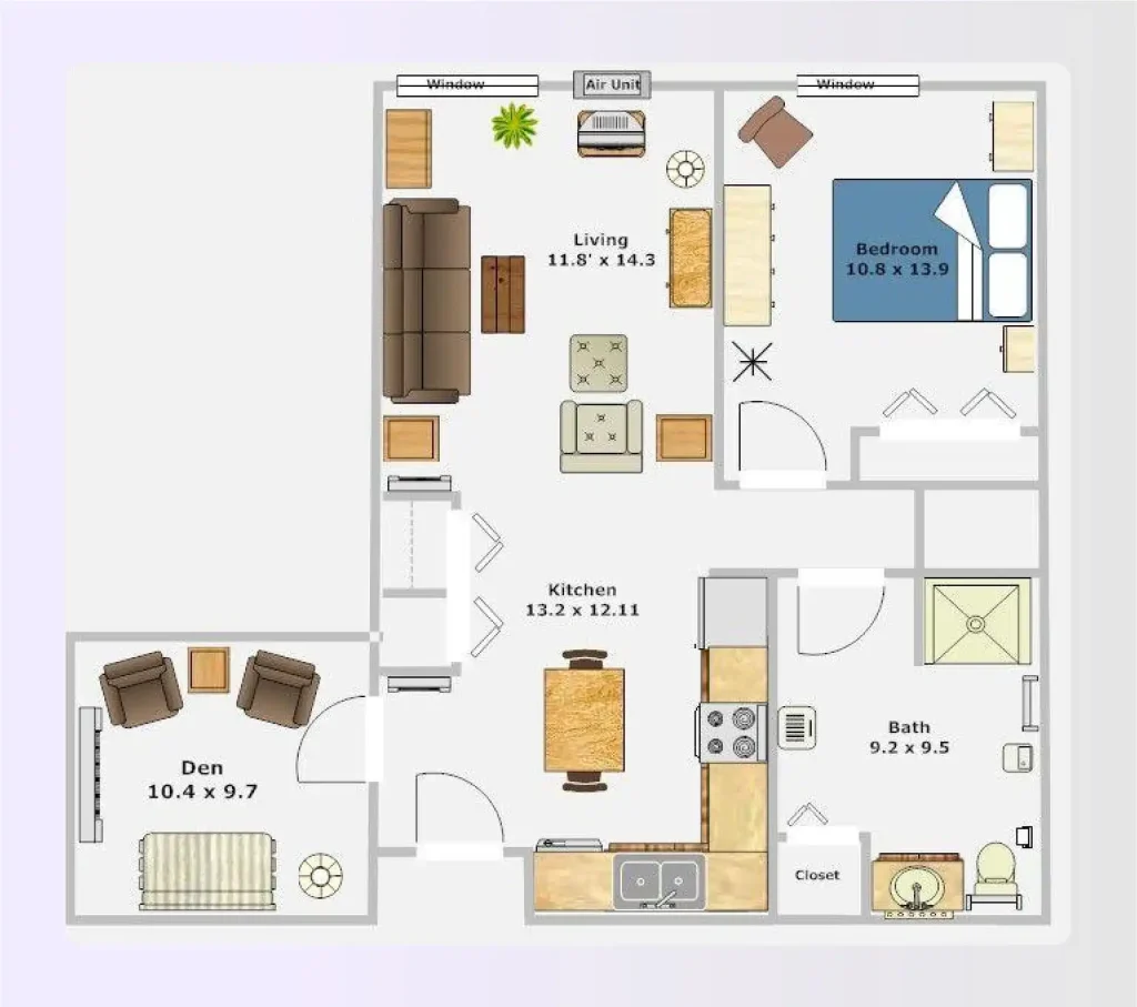 Versatile assisted living home floor plan with den