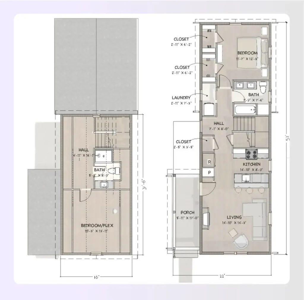 Camelback shotgun house floor plan with second story Camelback shotgun house floor plan with second story