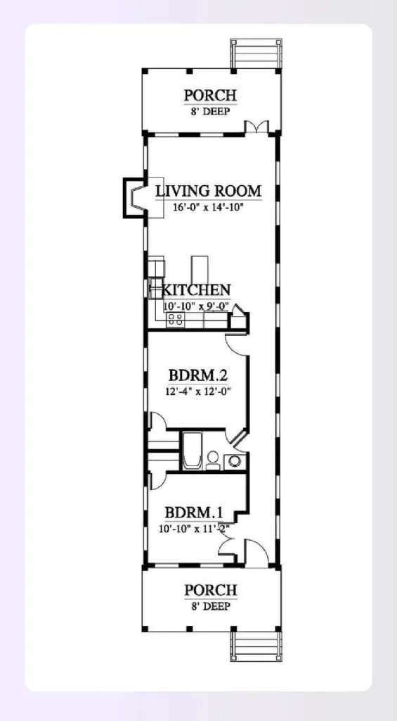 Side hall shotgun house floor plan with corridor Side hall shotgun house floor plan with corridor