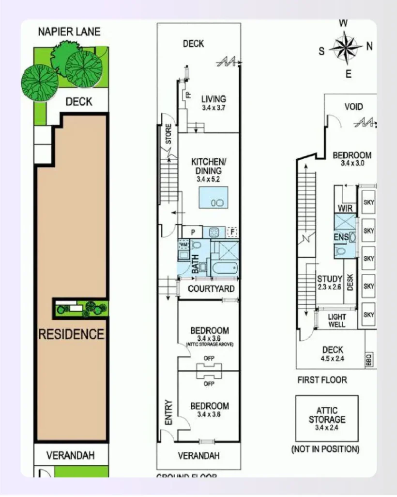 Side sandwich shotgun house floor plan layout Side sandwich shotgun house floor plan layout