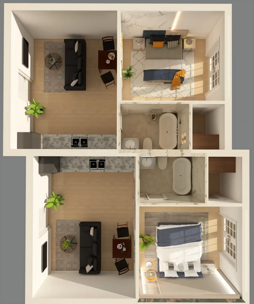 the duplex house plan in Foyr the duplex house plan in Foyr