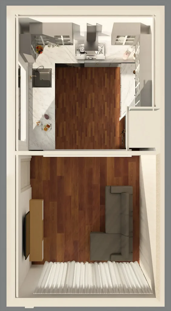 U-shaped kitchen layout in Foyr U-shaped kitchen layout in Foyr