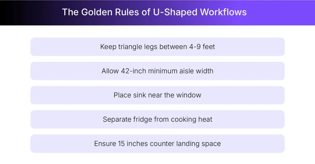 Technical aspects of u-shaped kitchen layouts