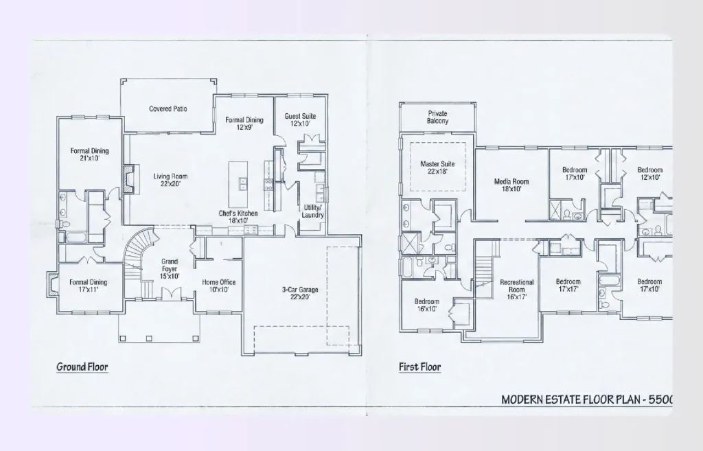 Large house floor plan for a modern estate Large house floor plan for a modern estate