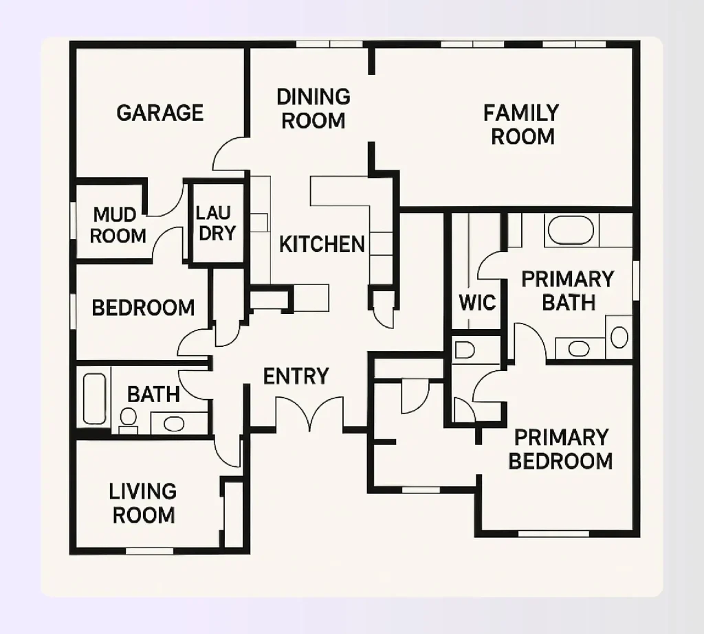 A multi-generational manor home floor layout A multi-generational manor home floor layout