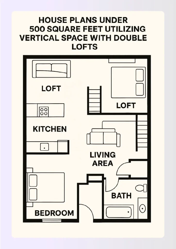 3D floor plan showing dual loft levels for sleeping 3D floor plan showing dual loft levels for sleeping