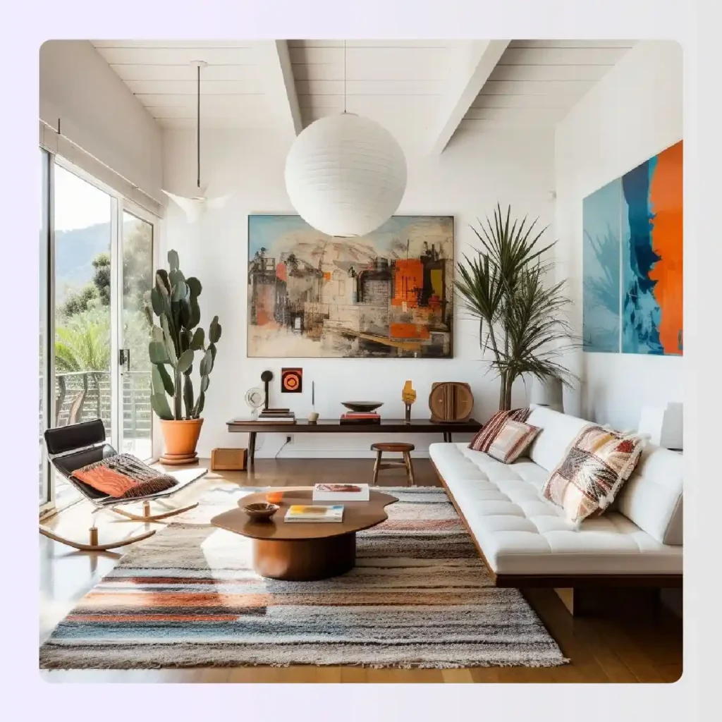 Clean painted walls in eclectic style interior design Clean painted walls in eclectic style interior design