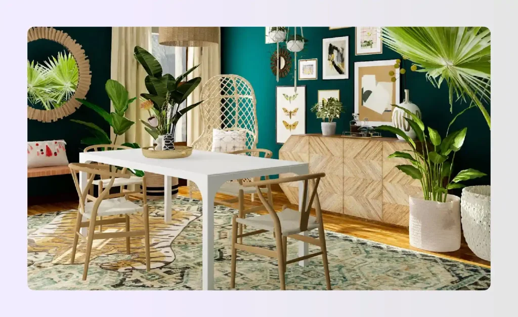 Tropical boho eclectic style interior design room Tropical boho eclectic style interior design room