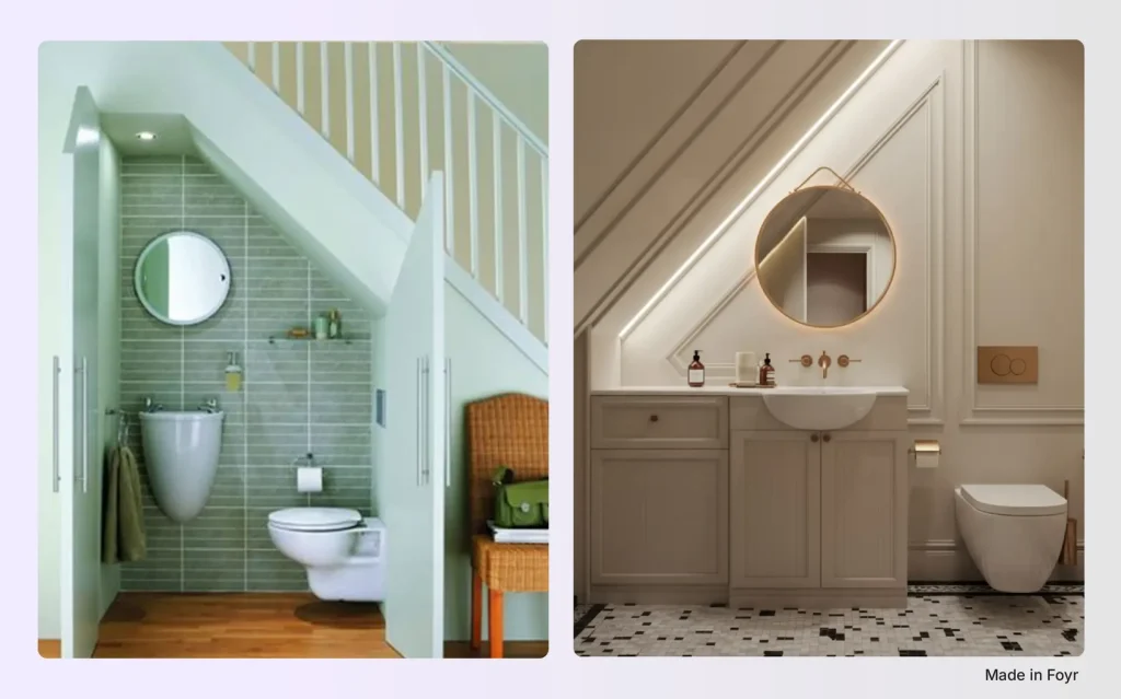Powder room idea for under-stair space