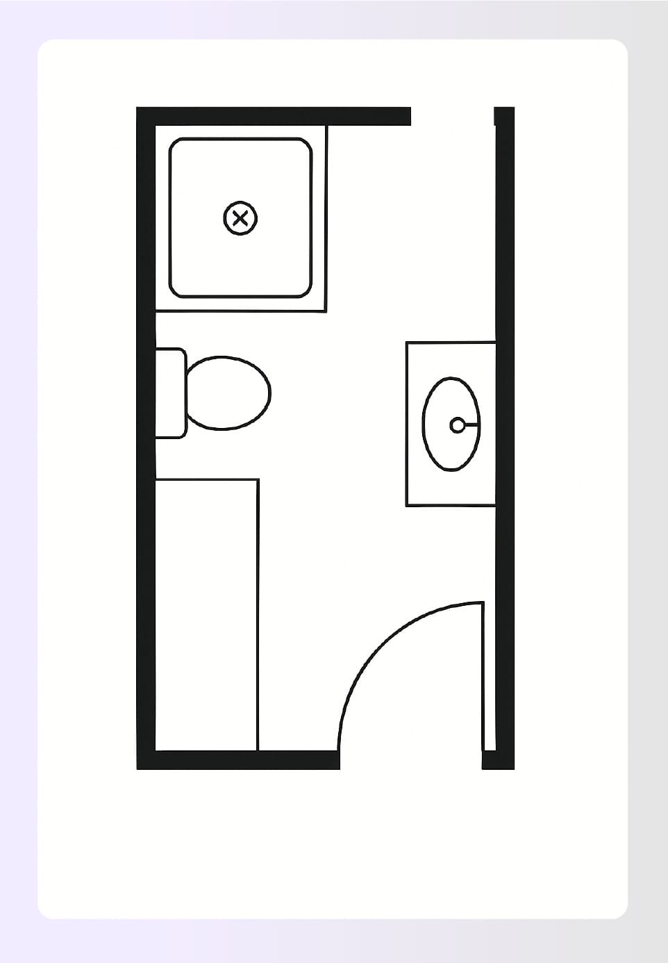 Narrow galley 3/4 bathroom layout design idea Narrow galley 3/4 bathroom layout design idea