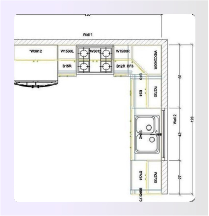L-shaped peninsula kitchen floor plan with added seating arrangement L-shaped peninsula kitchen floor plan with added seating arrangement