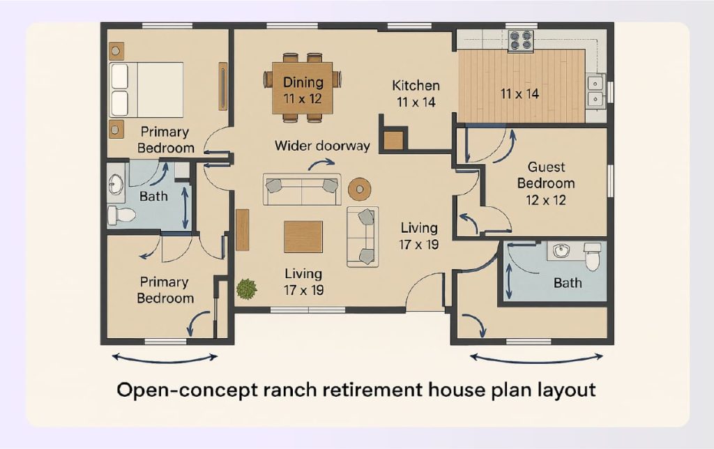 Open concept ranch retirement house plan layout Open concept ranch retirement house plan layout