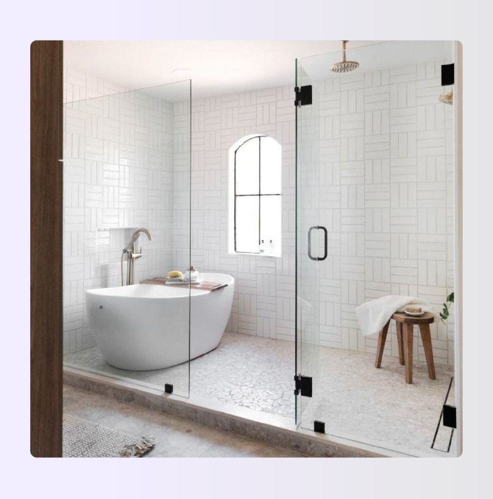 Large wet room bathroom with frameless glass Large wet room bathroom with frameless glass