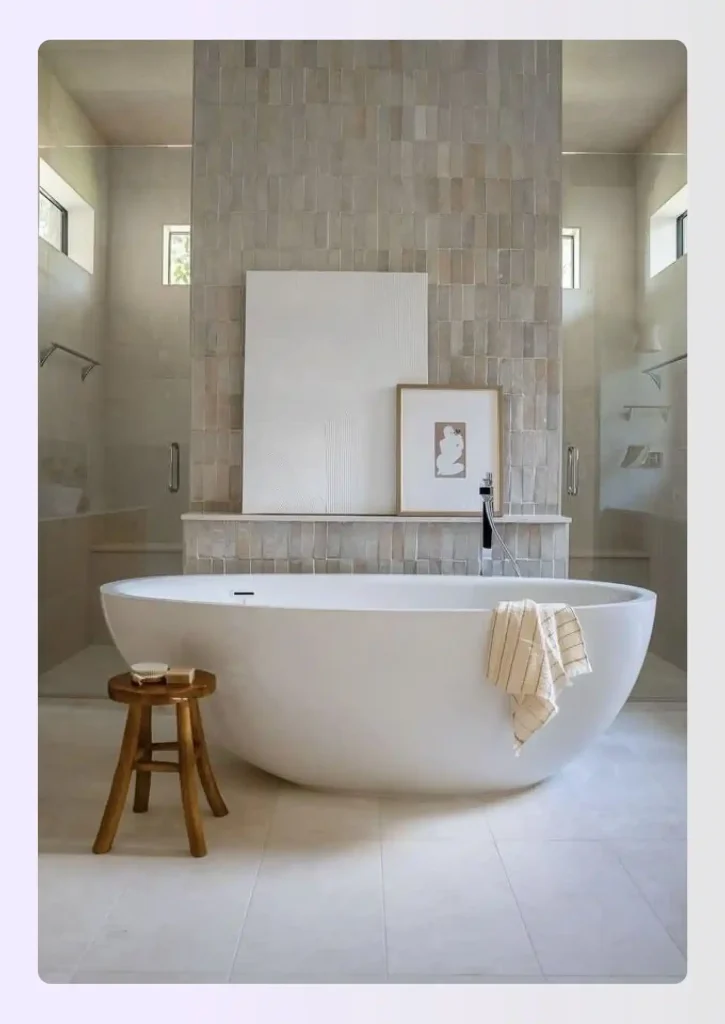 Layout showing a freestanding tub acting as a focal point Layout showing a freestanding tub acting as a focal point