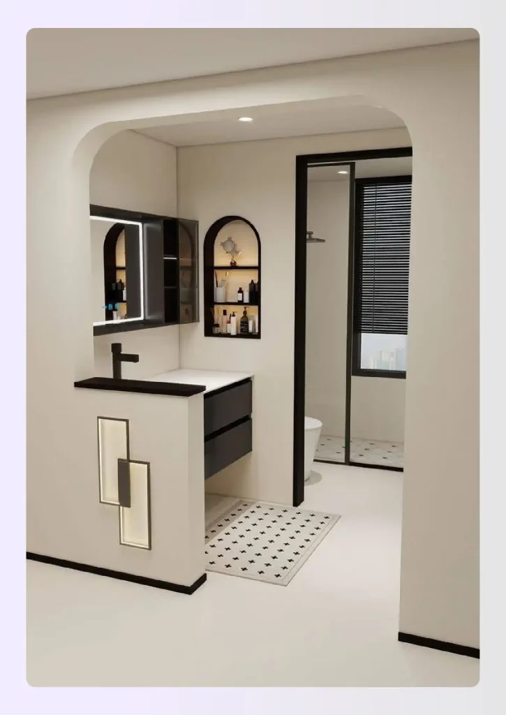 Bathroom floor plan featuring a separate enclosed toilet room Bathroom floor plan featuring a separate enclosed toilet room