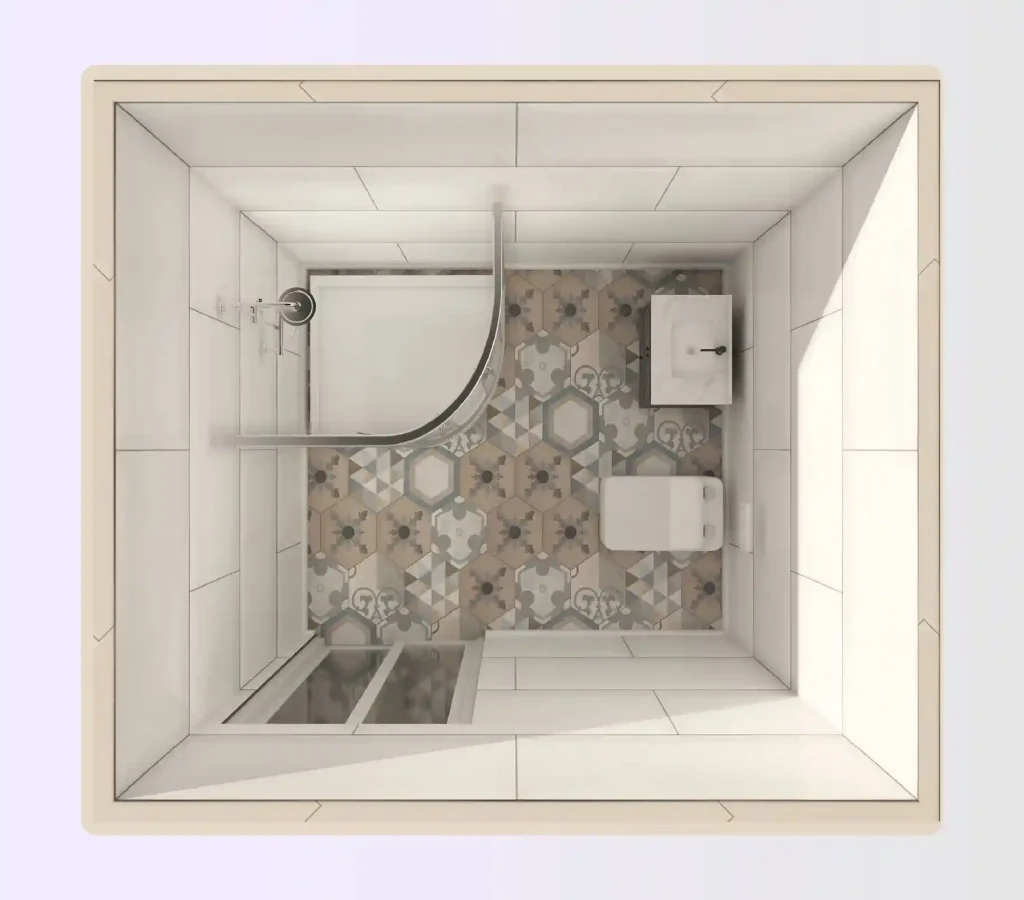 Edit this narrow small bathroom layout in Foyr