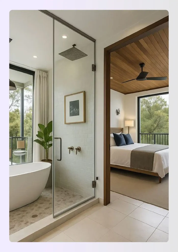 Open concept primary suite with integrated bathroom Open concept primary suite with integrated bathroom