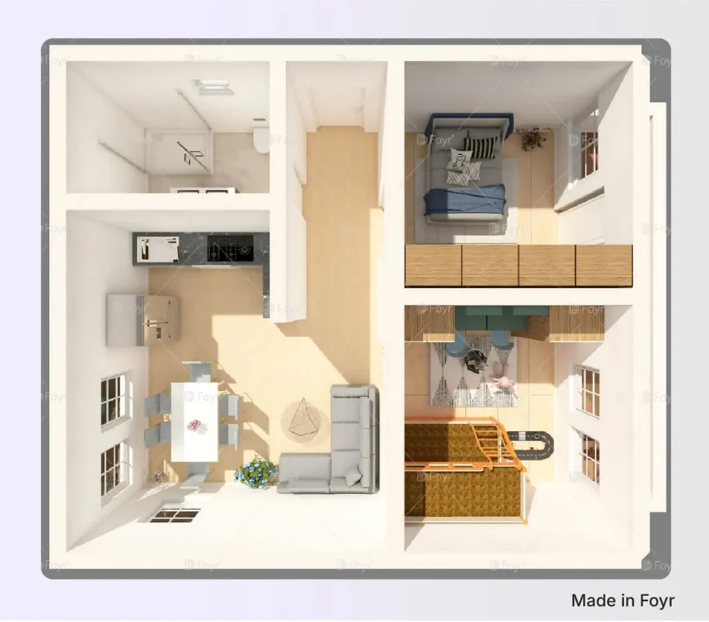 3D Apartment Floor Plan 2 Bedroom Layout 3D Apartment Floor Plan 2 Bedroom Layout