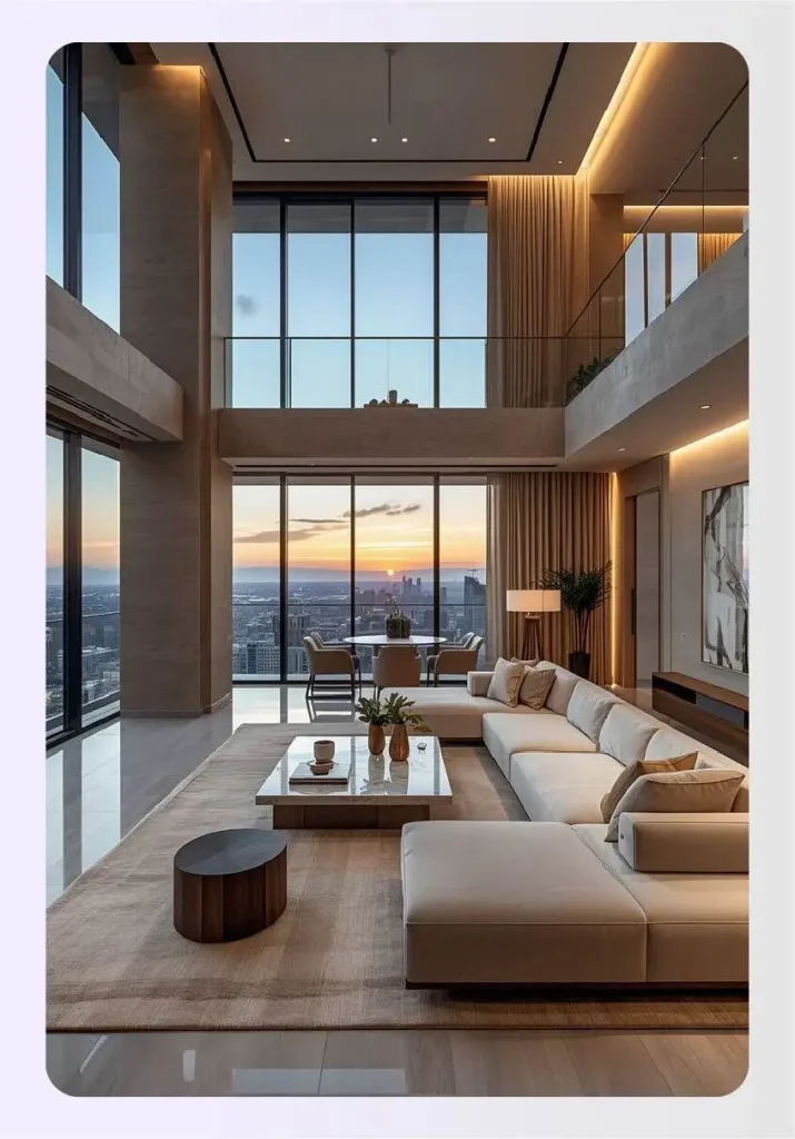 Penthouse condo with open terrace and floor-to-ceiling window living room Penthouse condo with open terrace and floor-to-ceiling window living room