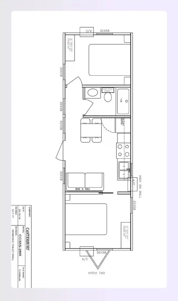 Tiny house on wheels floor plan on flatbed trailer Tiny house on wheels floor plan on flatbed trailer