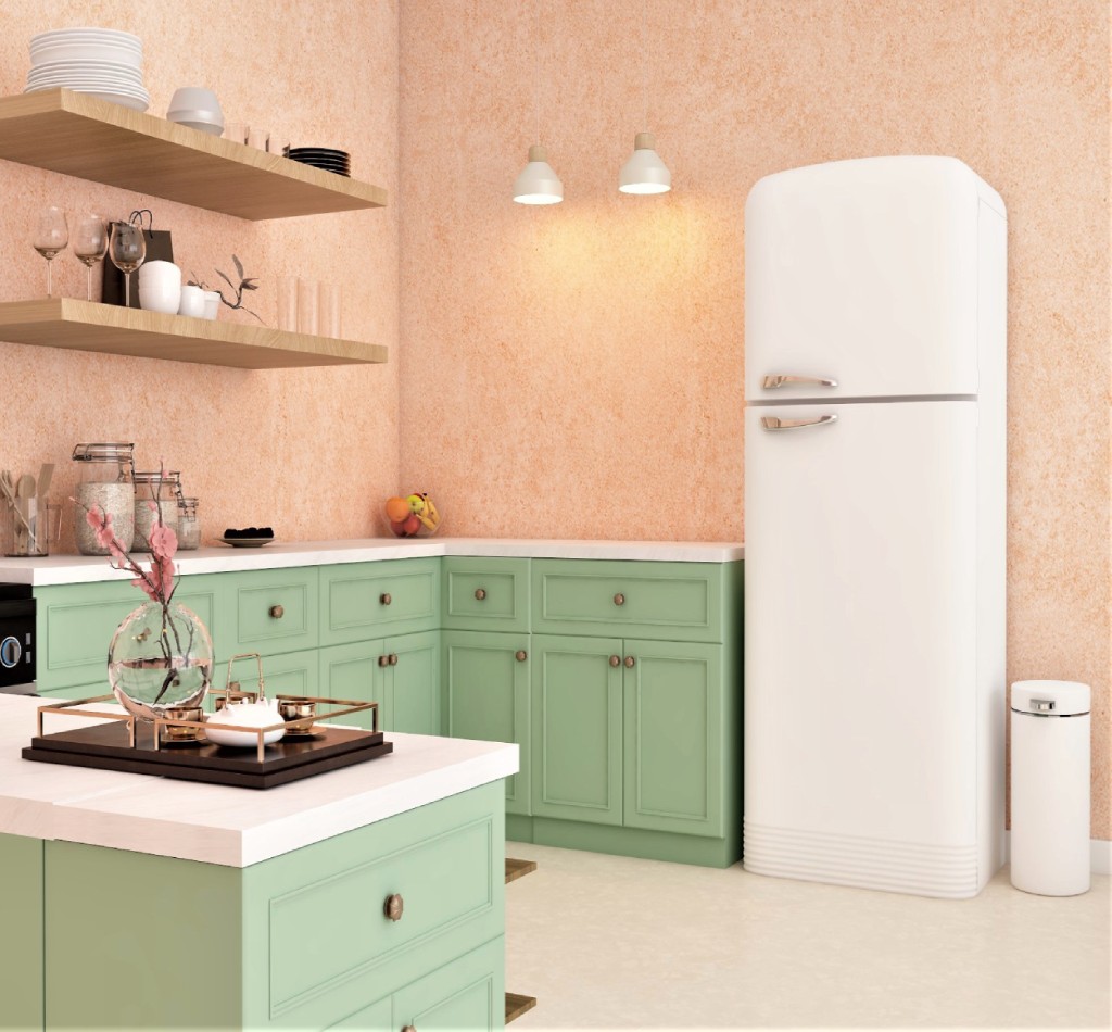 Watermelon Wonder Mod Kitchen Design - Foyr