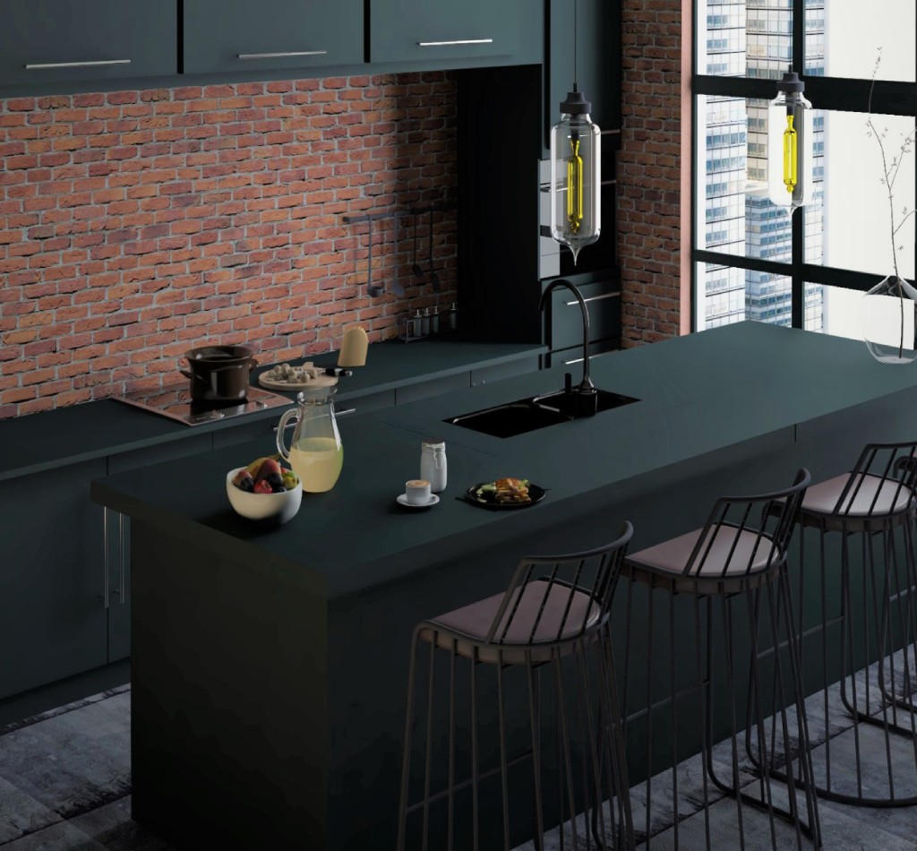 Sleek Black Industrial Kitchen Design - Foyr
