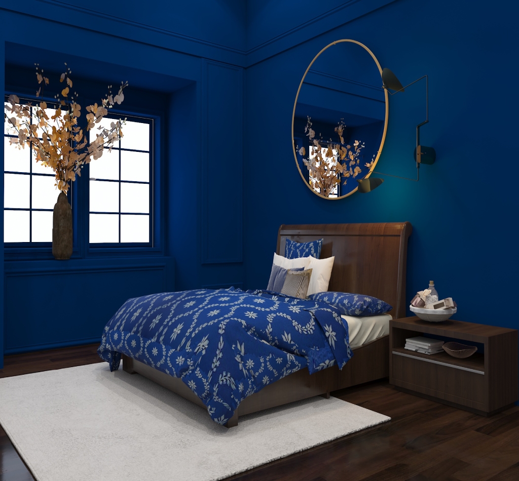 Blue and gold bedroom ideas