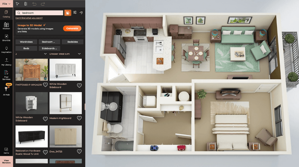 Open-Plan Layout for One-Bedroom House